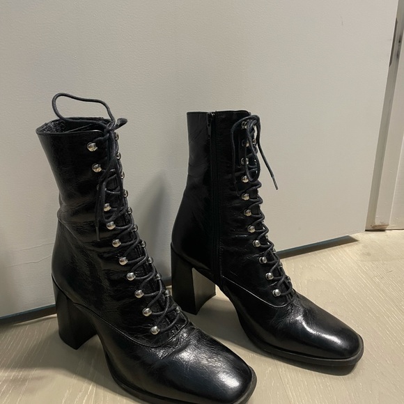L’intervalle Malmo black leather lace up boots - Picture 6 of 8